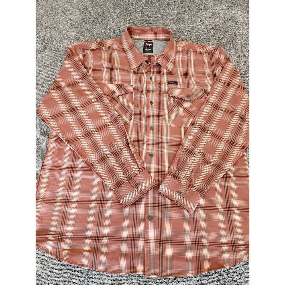 Wrangler Outdoor Utility Long Sleeve Men's 2Xl Plaid Shirt Cowboy Western Work